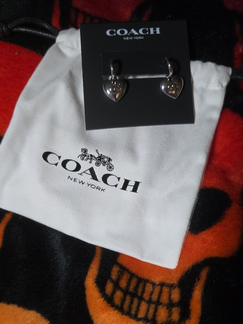Coach Silver Heart Earrings.